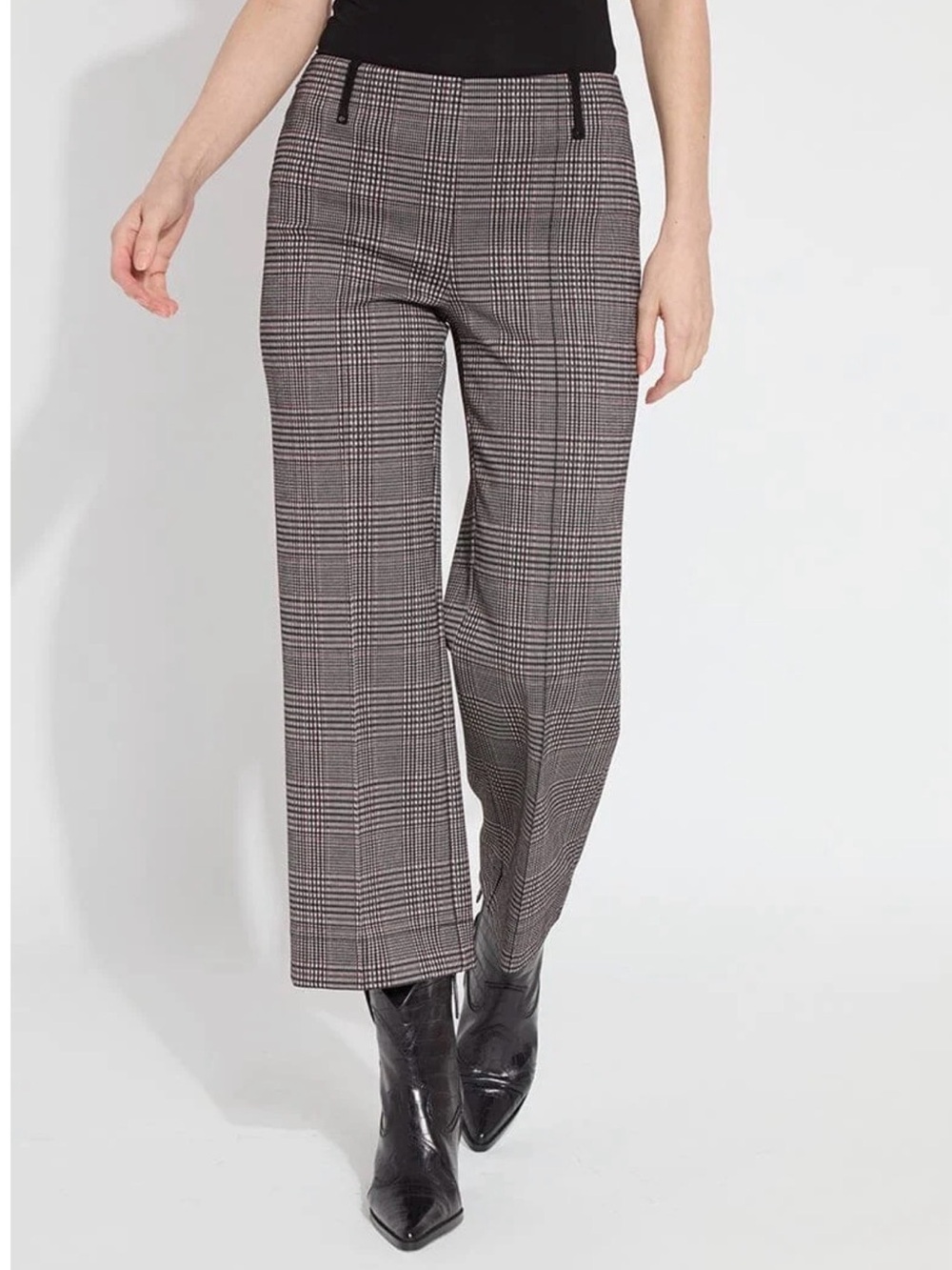 Lysse Boston Glen Plaid Wide-Leg Trousers NWT